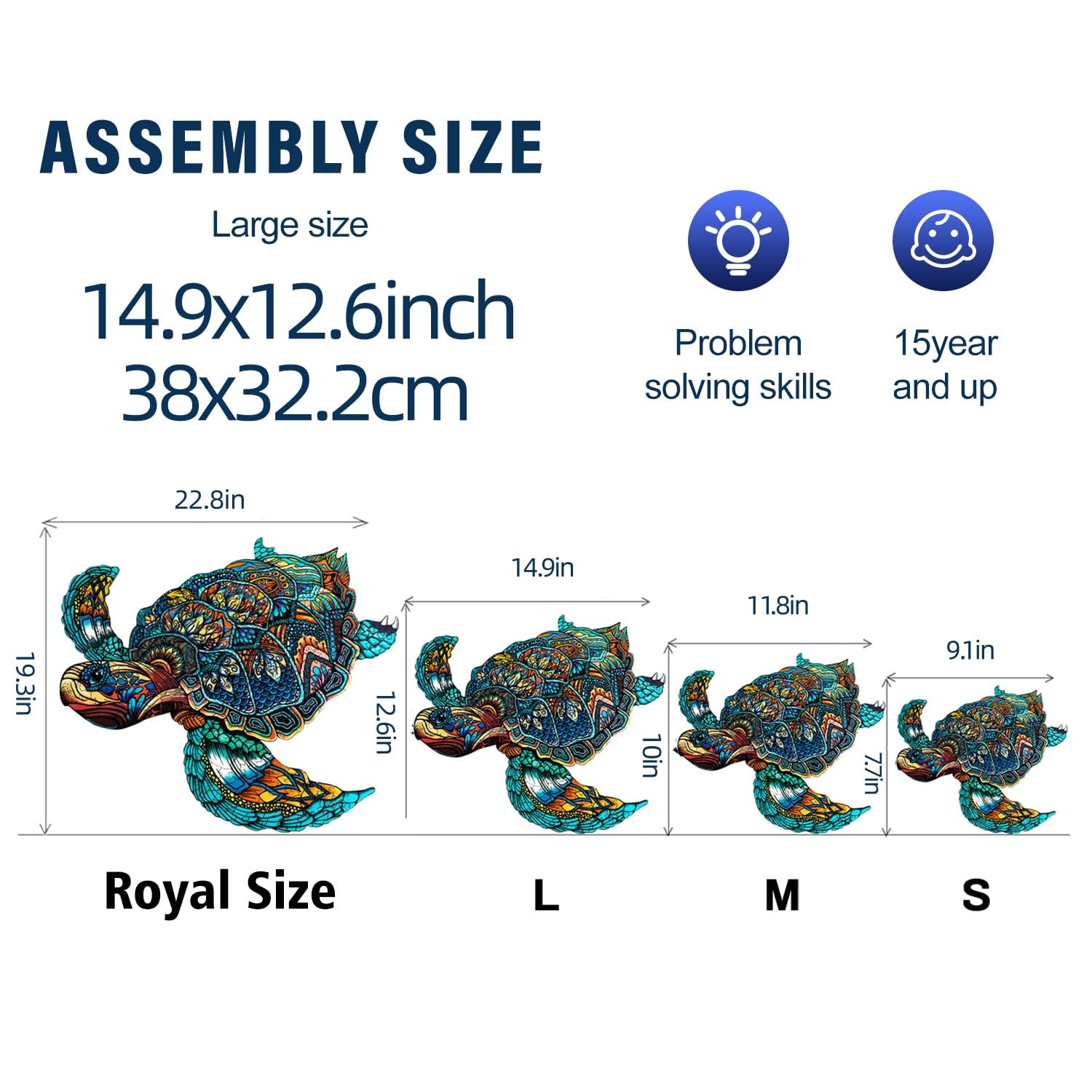 Jigfoxy Wooden Puzzles for Adults, Sea Turtle Wooden Jigsaw Puzzles for Adults Kids, Unique Animal Shape Wood Cut Puzzles, Christmas Thanksgiving