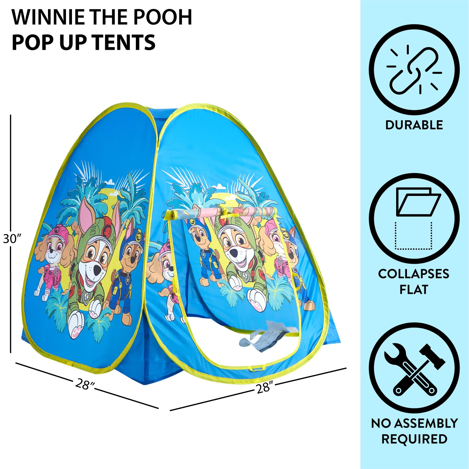 Nickelodeon Paw Patrol Collapsible Pop-Up Play Tent for Kids, Indoor Playhouse Fun for Toddlers & Children Ages 3+, 28” x 28” x 30”