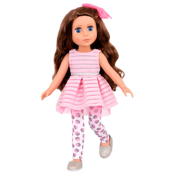 Glitter Girls - 14-Inch Fashion Doll - Brown Hair & Blue Eyes - Pink Dress, Glittery Shoes & Hairbow - Dolls for Girls 3+ Years - Bluebell