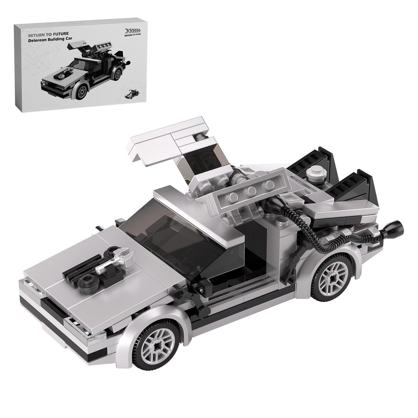 Latephiy Future Delorean Building Kit, BTTF Time Machine Car Building Set, Classic 80s Movie Collectibles, Great Gifts and Toys for Fans (212 Pieces)