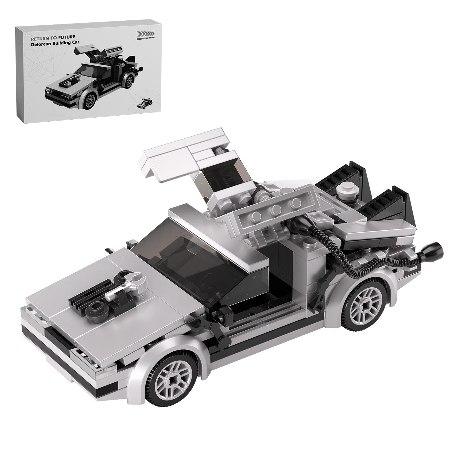 Latephiy Future Delorean Building Kit, BTTF Time Machine Car Building Set, Classic 80s Movie Collectibles, Great Gifts and Toys for Fans (212 Pieces)