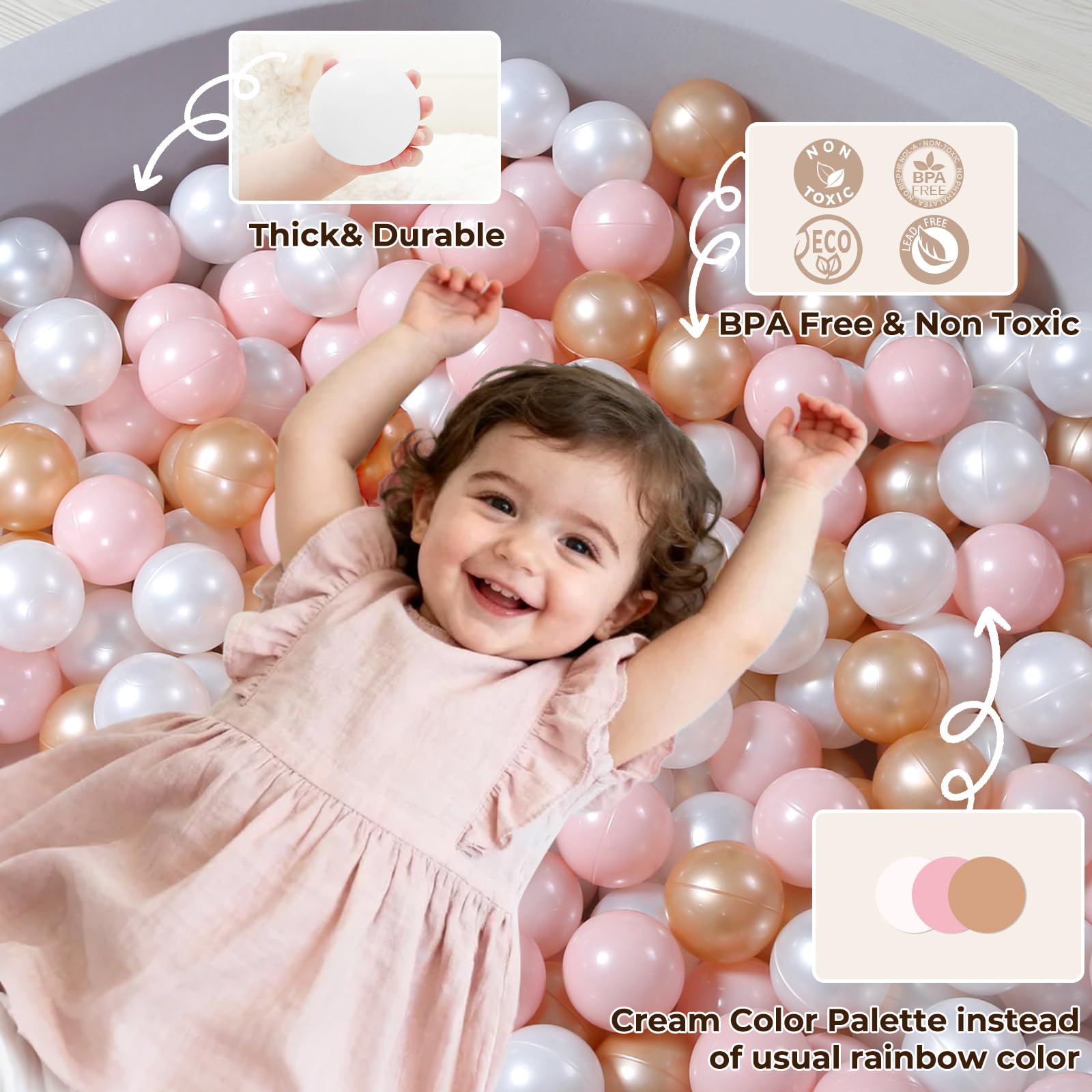 TRENDPLAY Plastic Balls for Ball Pits - Pack of 100 Hollow Balls- Safe and Exciting Playtime - Perfect for Toddler Baby Pools,Party,Festival