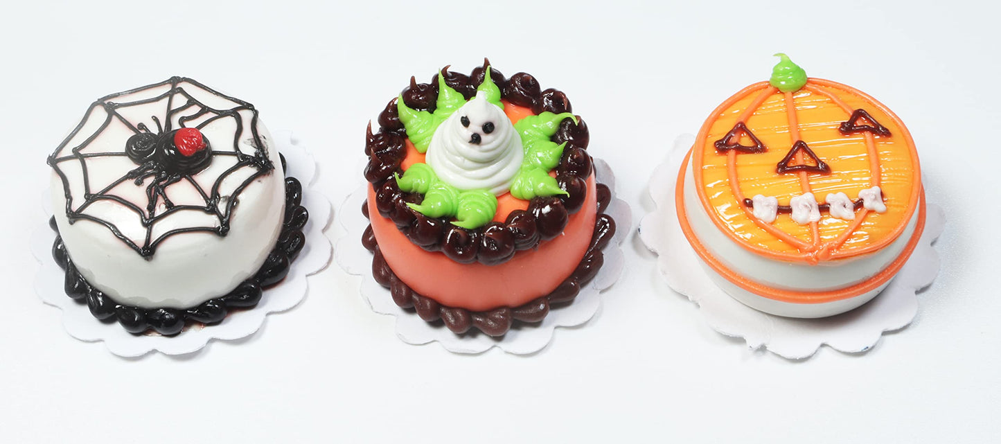 Set 3 Dollhouse Miniature Halloween Cake,Dollhouse Collectibles