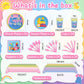 English Teacher Party Supplies, Fufuddz Rainbow Birthday Decorations Cartoon Teacher Party Plates and Napkins for Girls Boys 1st Birthday Banner