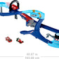 Mattel Disney and Pixar Cars Playset with 2 Toy Cars, Lightning McQueen & Francesco Bernoulli, GRC Jumping Raceway Track Set with Kid-Powered Booster
