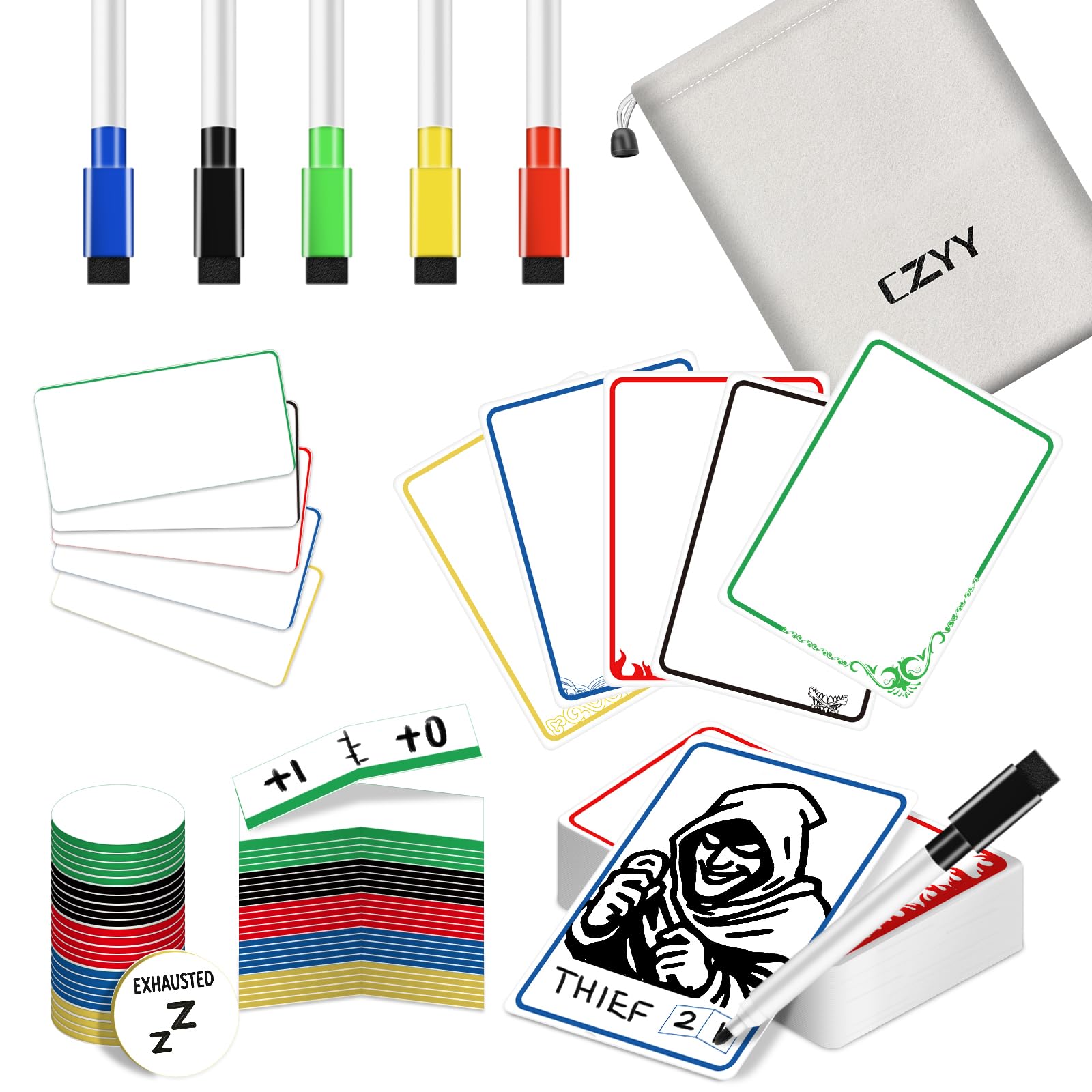 CZYY Dry Erase MTG Token Set, 105 Reusable Cards & Counters for TCGs