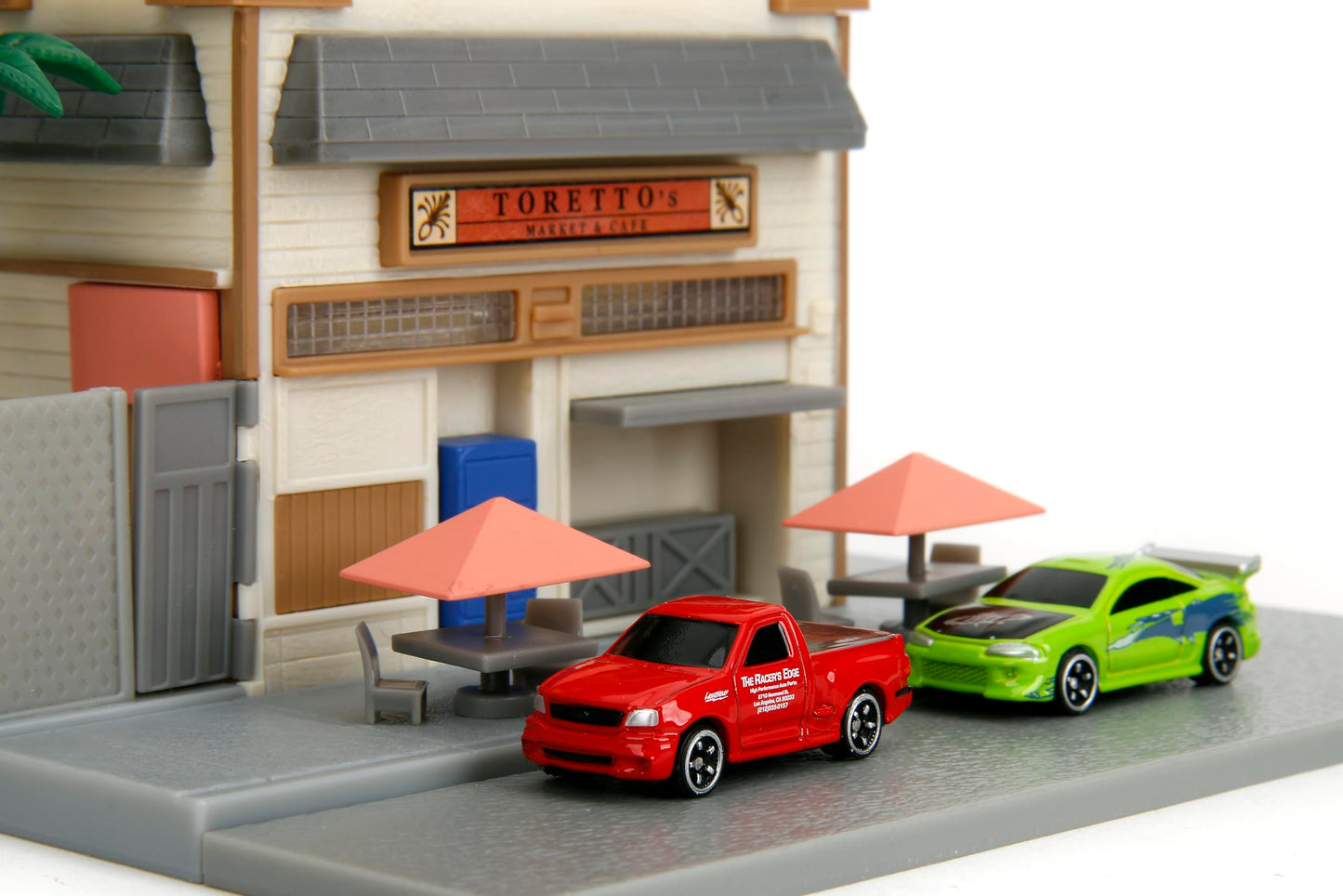 Fast & Furious Toretto's Market & Cafe Nanoscene & 2 1.65" Die-cast Cars, Toys for Kids and Adults