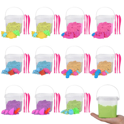 Minyaluck Play Sand Bulk Kit,6 Color 5.3 Lb Magic 48 Molds,Sensory Toy Art Moldable Self-Sticking Kids Bulk Sand for Valentine's Day Classroom Home