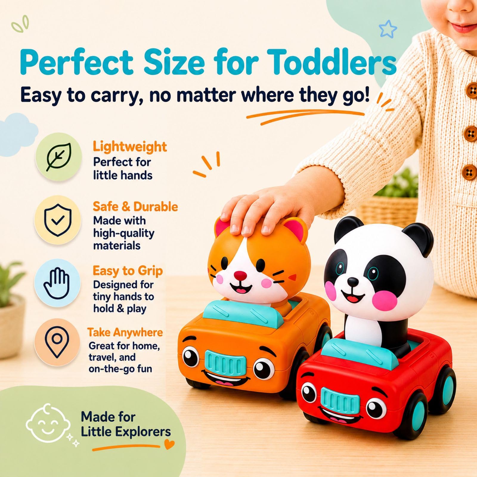 stargo Press to Go Car Toys, Toys for 1 Year Old Boy, Baby Toys 6-12 Months