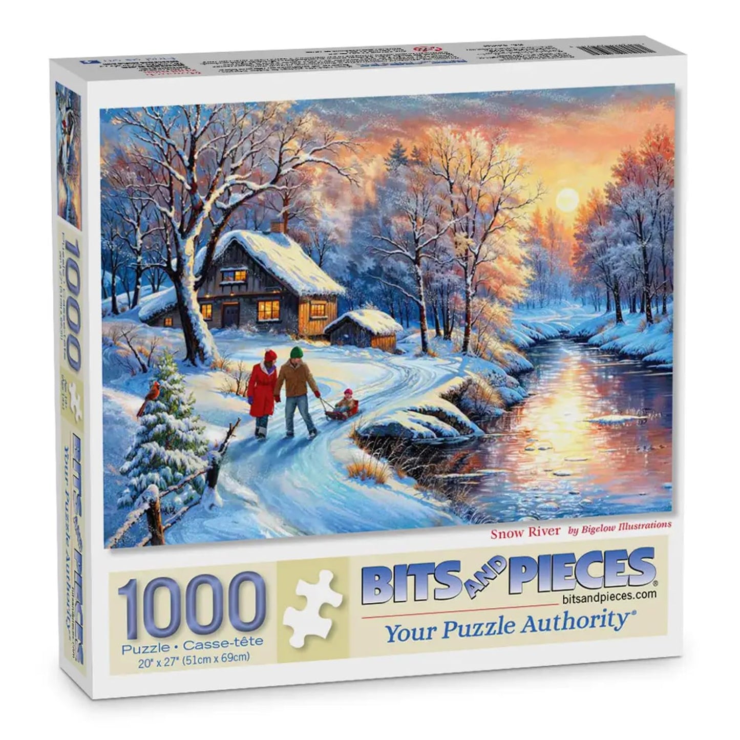 Bits and Pieces 1000 Piece Puzzles for Adults - Large 20" x 27" Jigsaw Puzzles 1000 Pieces Winter Landscape, Random Die Cut, No 2 Pieces Alike, Snow
