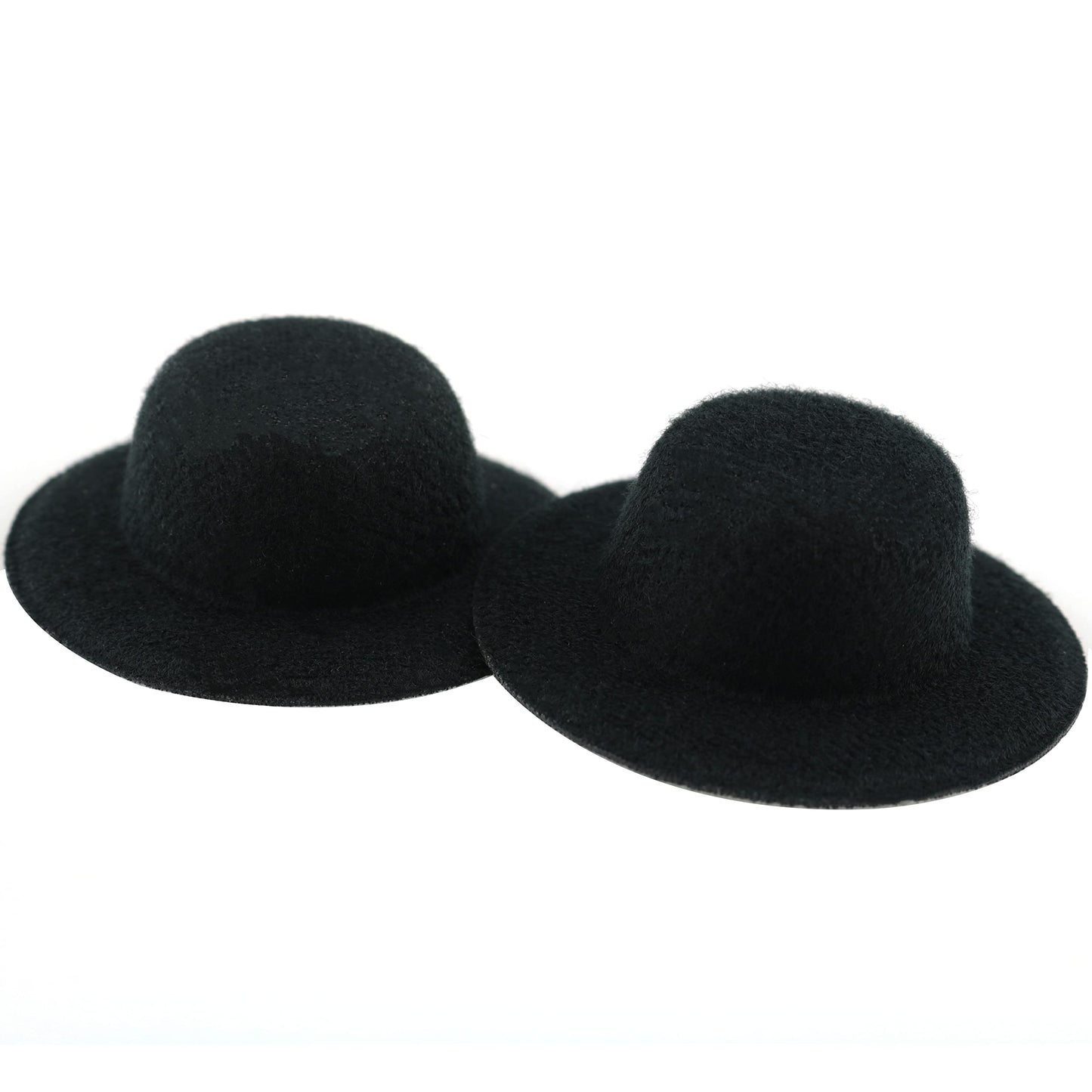 YHXiXi Handmade Small Wide Brim Doll Fedoras: 10pcs Felt Panama Hats with Flat Tops