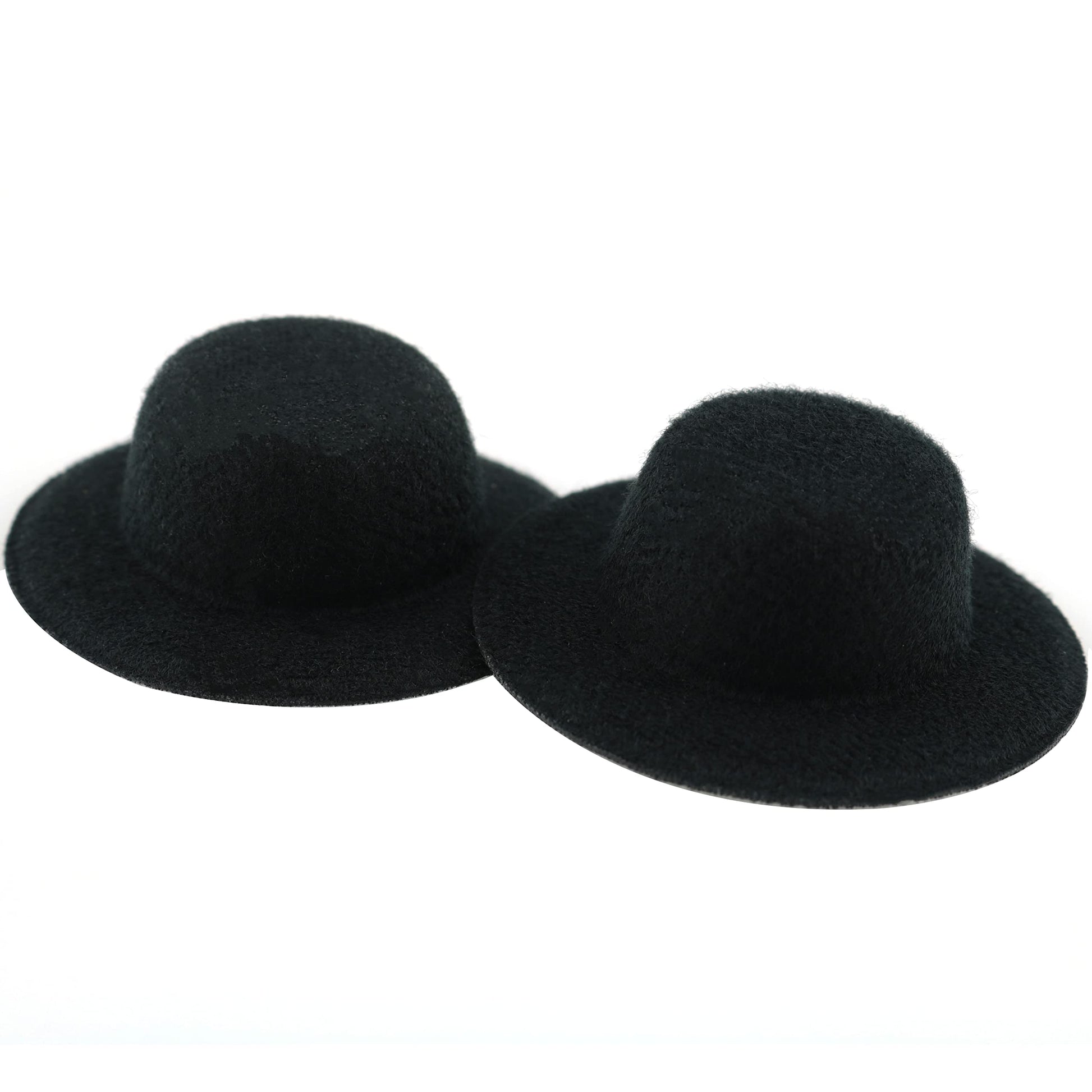 YHXiXi Handmade Small Wide Brim Doll Fedoras: 10pcs Felt Panama Hats with Flat Tops
