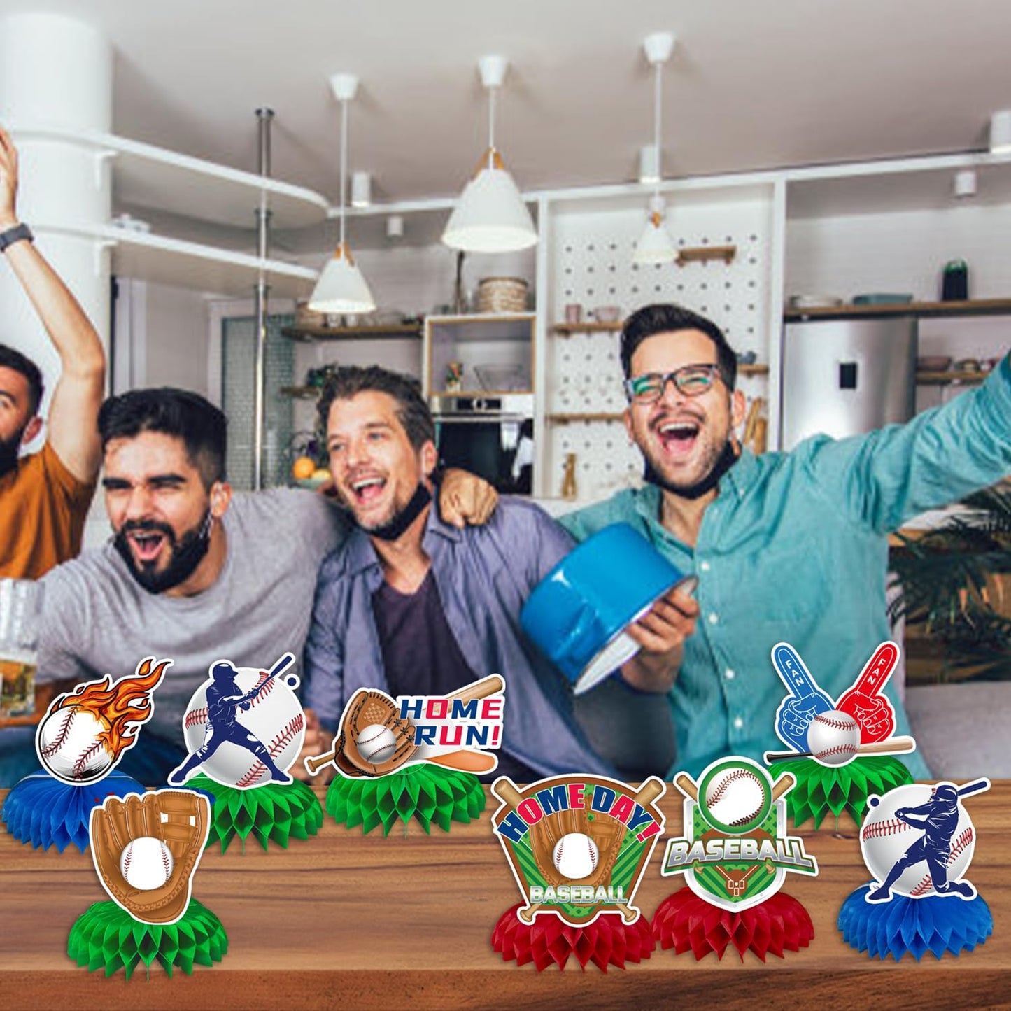 8Pcs Baseball Theme Honeycomb Centerpieces Table Topper Soccer Birthday Party Decorations Baseball Party Favor for Boy