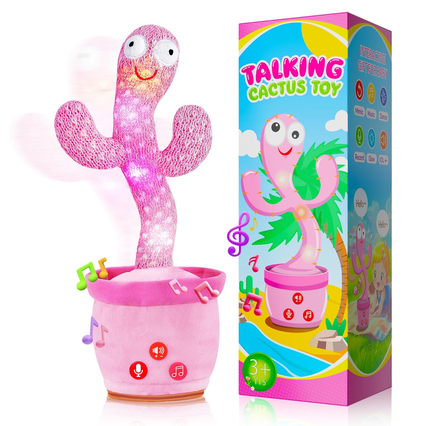 SANJOIN Dancing Talking Cactus Toy for Baby Toddlers, Baby Girl Toys with Adjustable Volume, Mimicking, Recording & Singing. Baby Toys for Girls