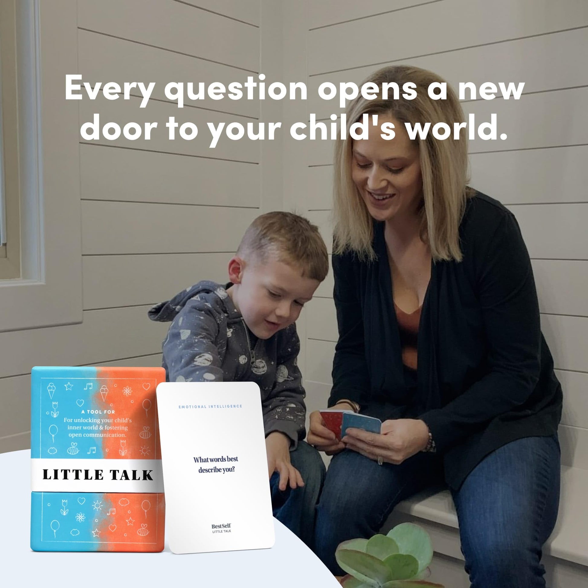 Little Talk Conversation Cards for Kids - 170 Prompts for Social Skills, Family Games, Travel & Therapy - BestSelf Deck for Ages 4-12, ADHD Tools