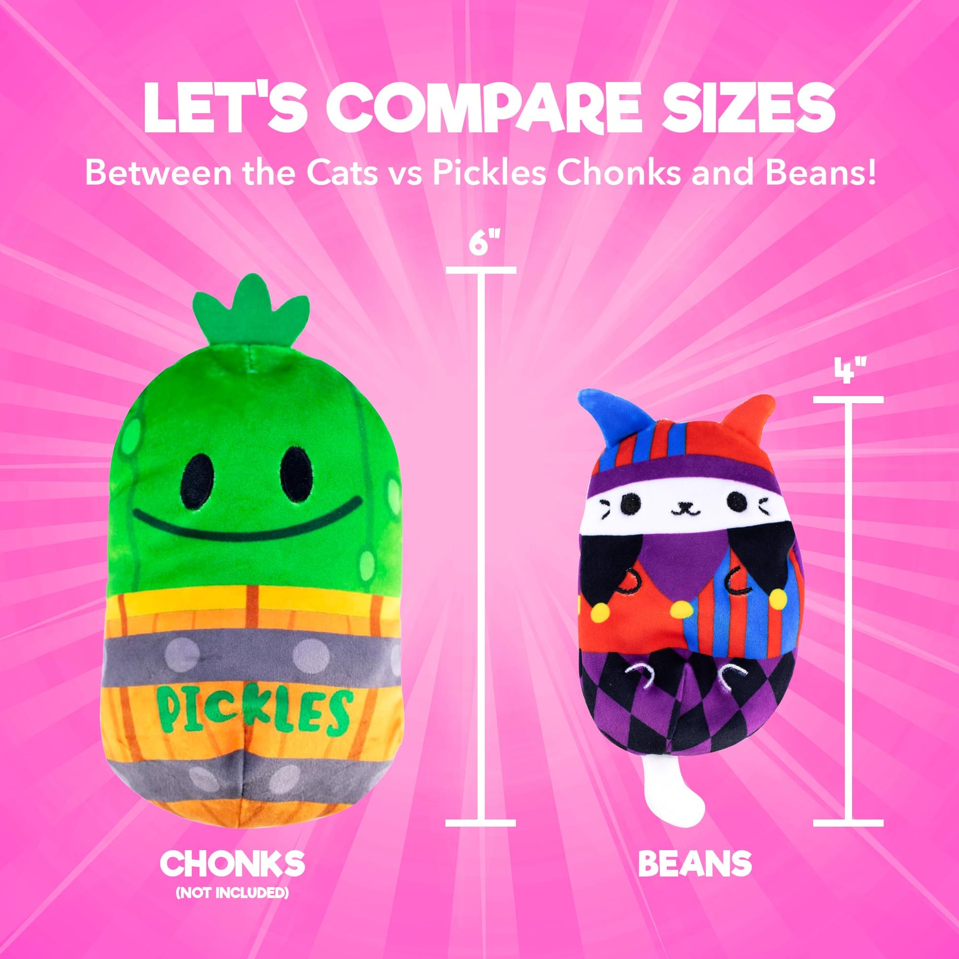 Cats vs Pickles 2pk Mystery Bags Fuchsia Wave Bean Filled Plushies - Stocking Stuffers - Blind Bags for Girls and for Boys - Sensory Friendly Surprise