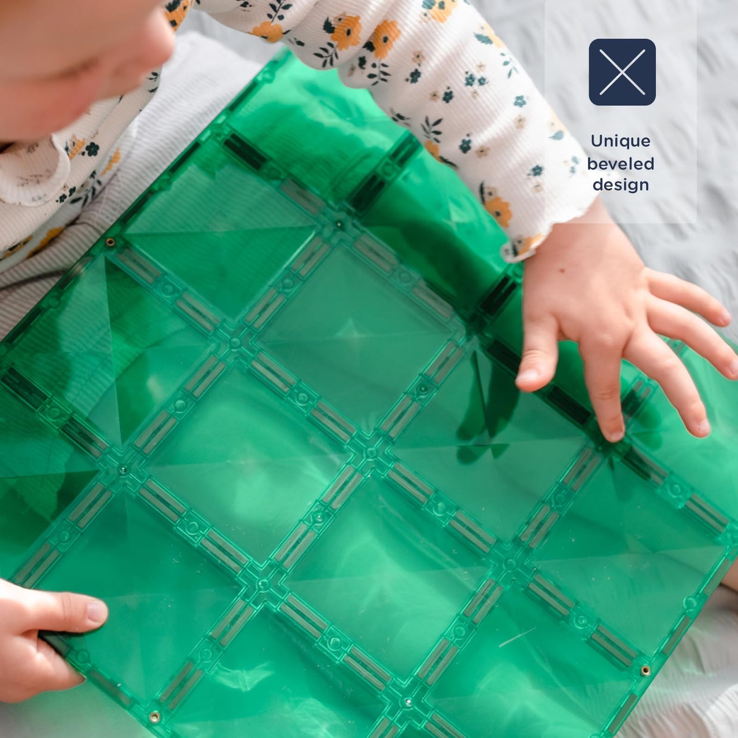CONNETIX Magnetic Tiles Rainbow Blue & Green Base Plate Pack, 2 Pieces