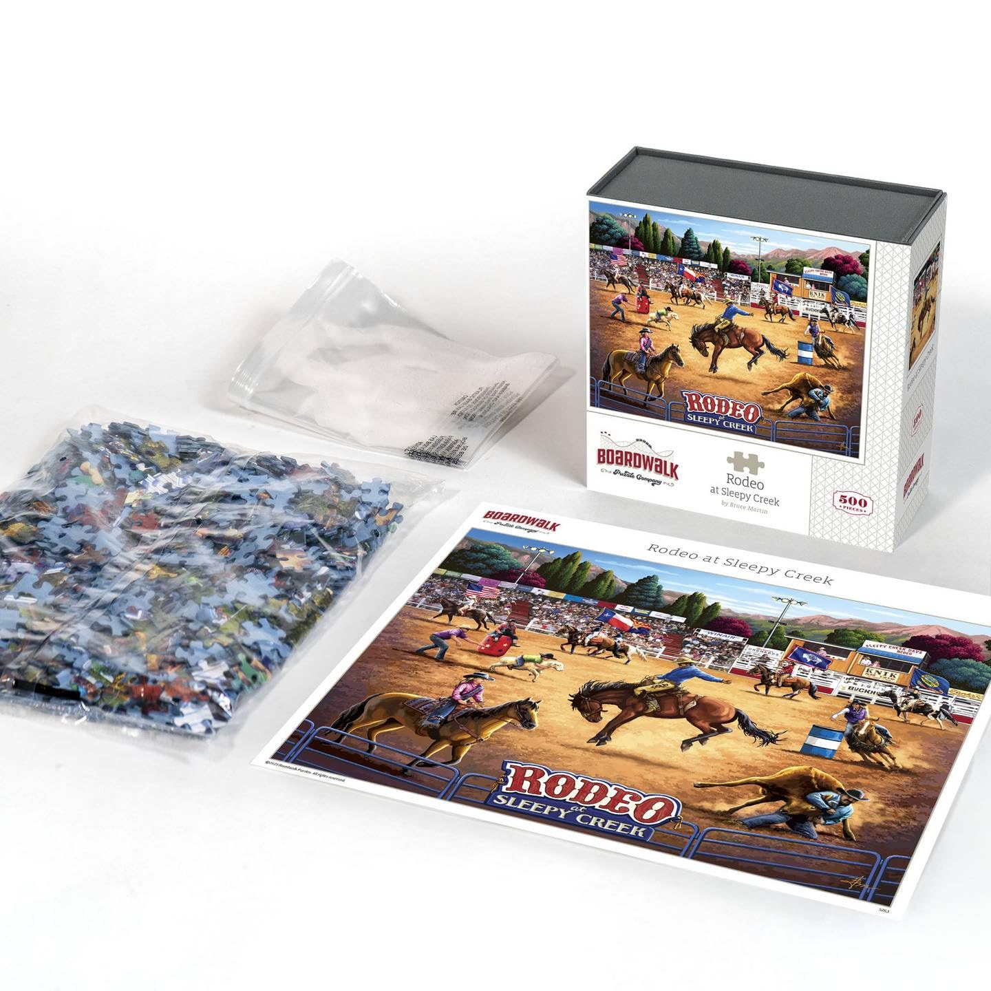 Boardwalk Rodeo at Sleepy Creek 500 Piece Jigsaw Puzzle Western Country Horses Puzzles with Premium Box, Gift for Adults and Family 16"x20"