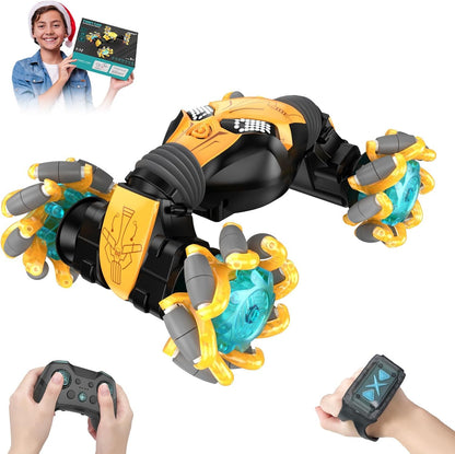 1:12 Gesture Sensing RC Stunt Car, 4WD Hand Controlled Remote Control Twist Cars with Light & Music, 360° Rotate Transform Drift, Gifts for 6-8-12