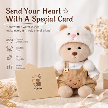 Tatuire Teddy Bear 11.8 Inch with One Clothing Stuff Animal Plush Gift for Kids Girls Women Birthday. (Brown Lamb Suit)