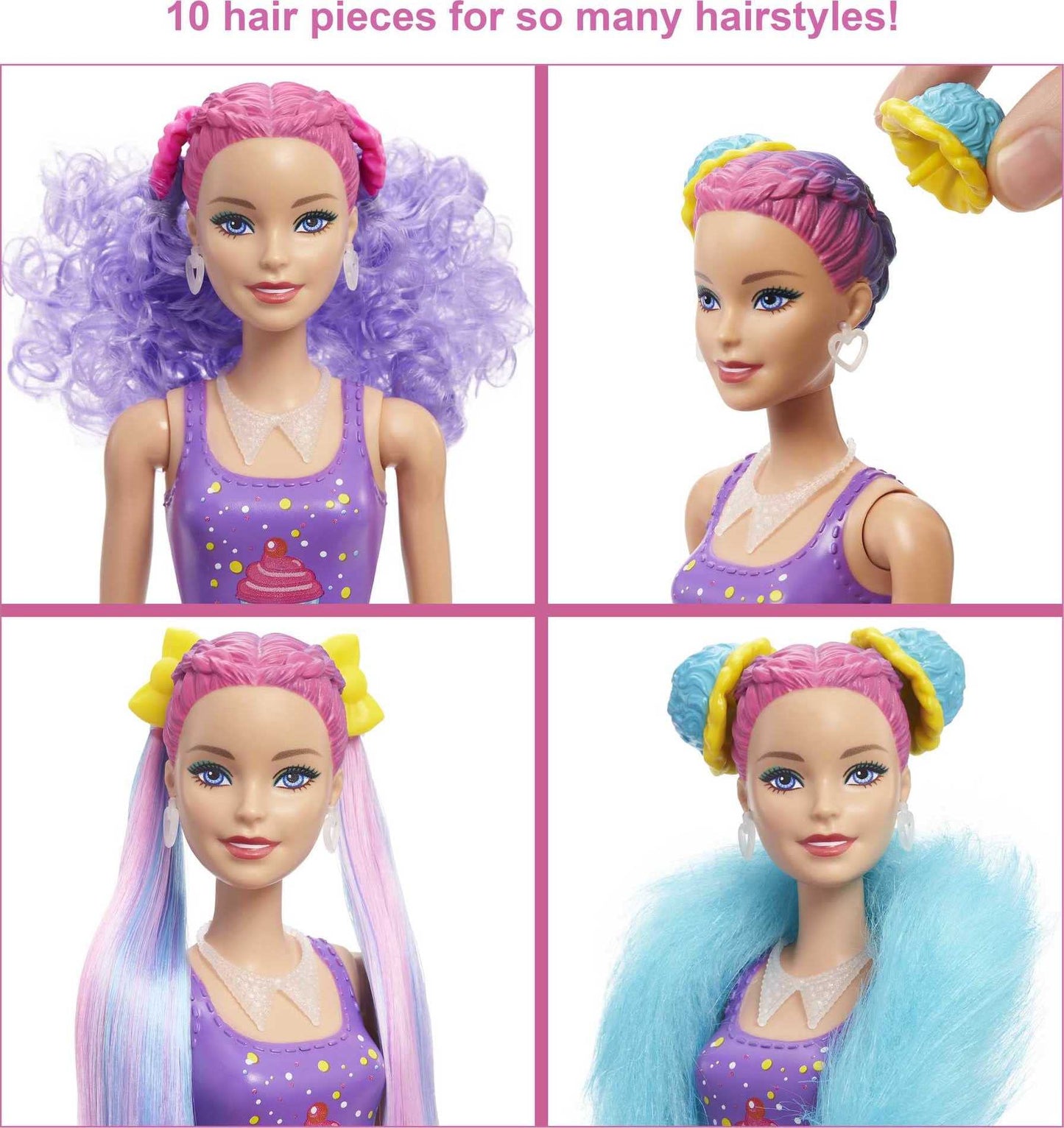 Barbie Color Reveal Glitter! Hair Swaps Doll, Glittery Pink with 25 Hairstyling & Party-Themed Surprises Including 10 Plug-in Hair Pieces