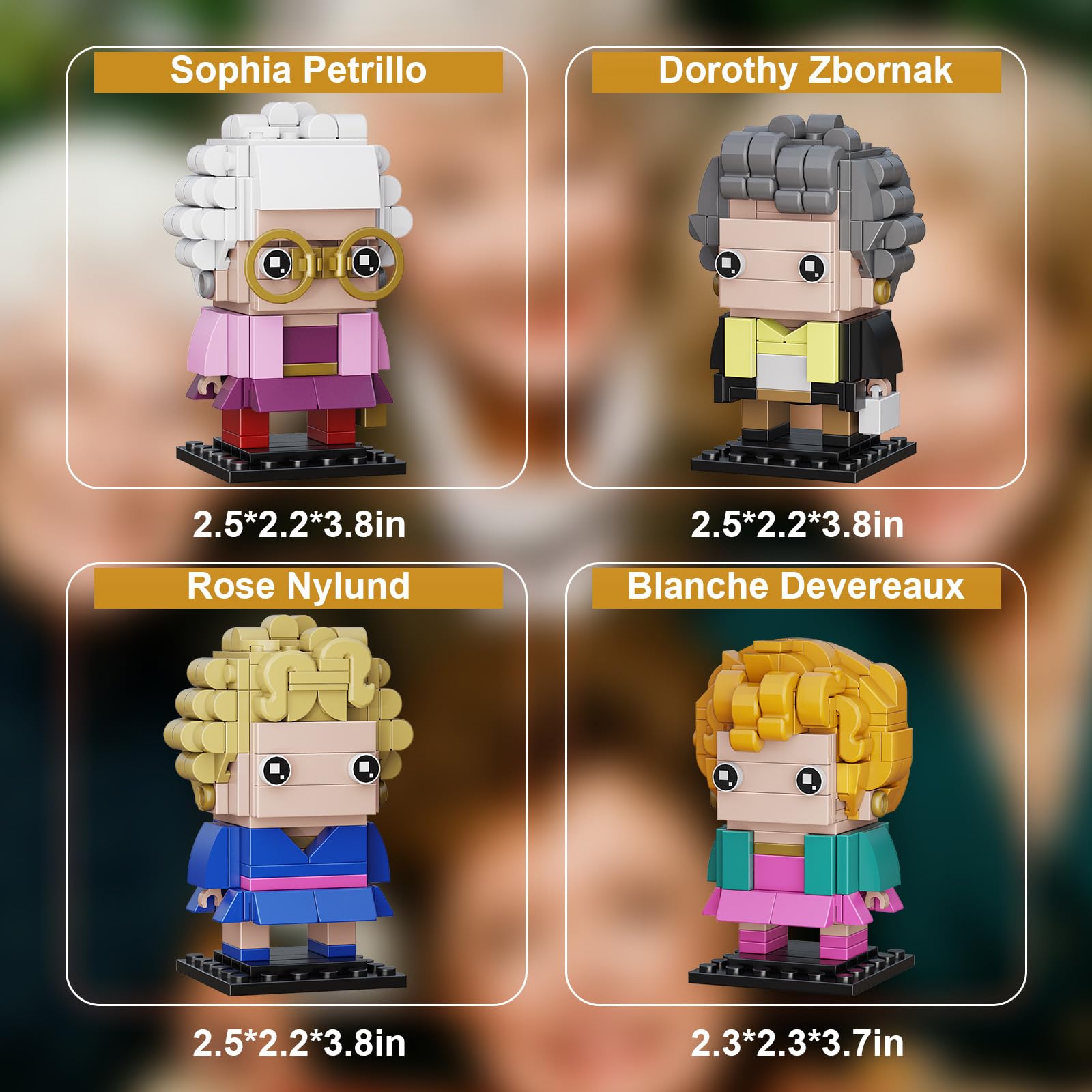 Golden Lady Building Blocks Set, 4 Figures of The Single Women, Petrillo, Nylund, Zbornak and Devereaux, Stable Lovely Toy is Symbol of Girls