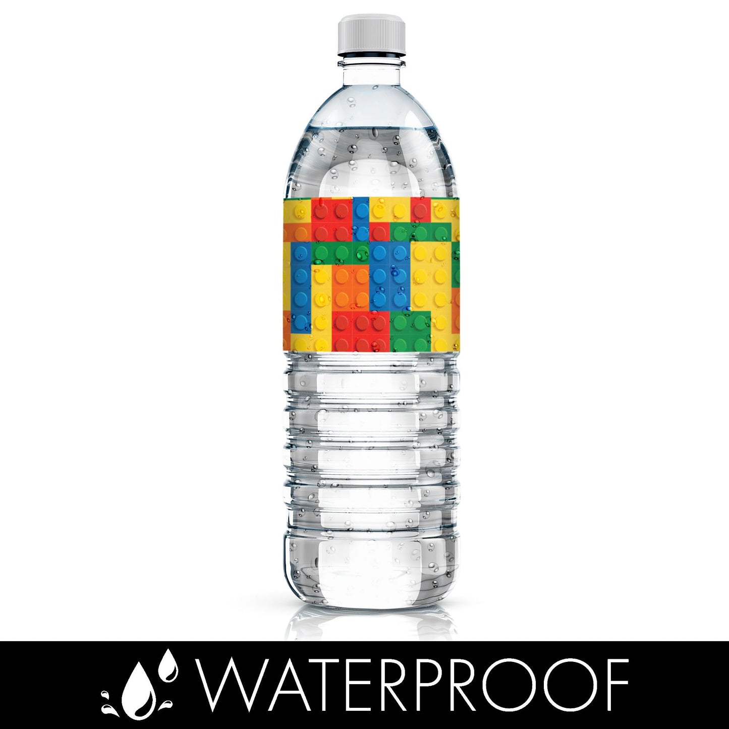 Building Blocks Birthday Party Water Bottle Labels - 20 Stickers