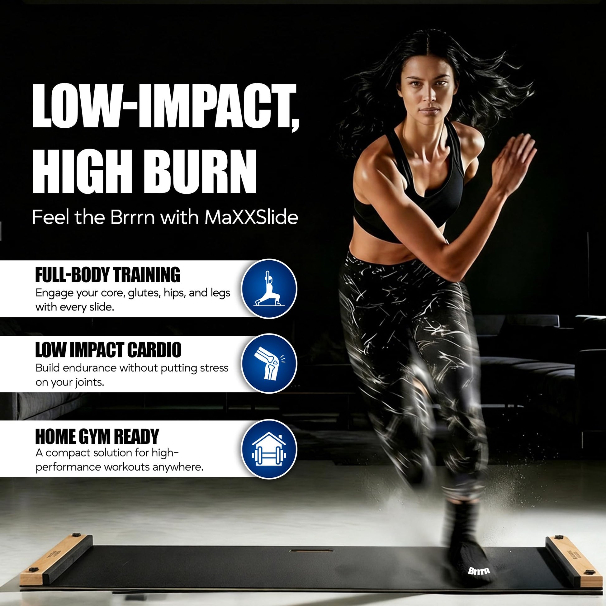 MaXXSlide Adjustable Slide Board (5ft or 6ft) - Premium Lateral Training Board for Hockey, Speed, Agility & Home Fitness | Includes Booties & Glide