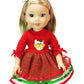 Red and Green Santa Dress for 14-Inch Dolls | Premium Quality & Trendy Design | Dolls Clothes