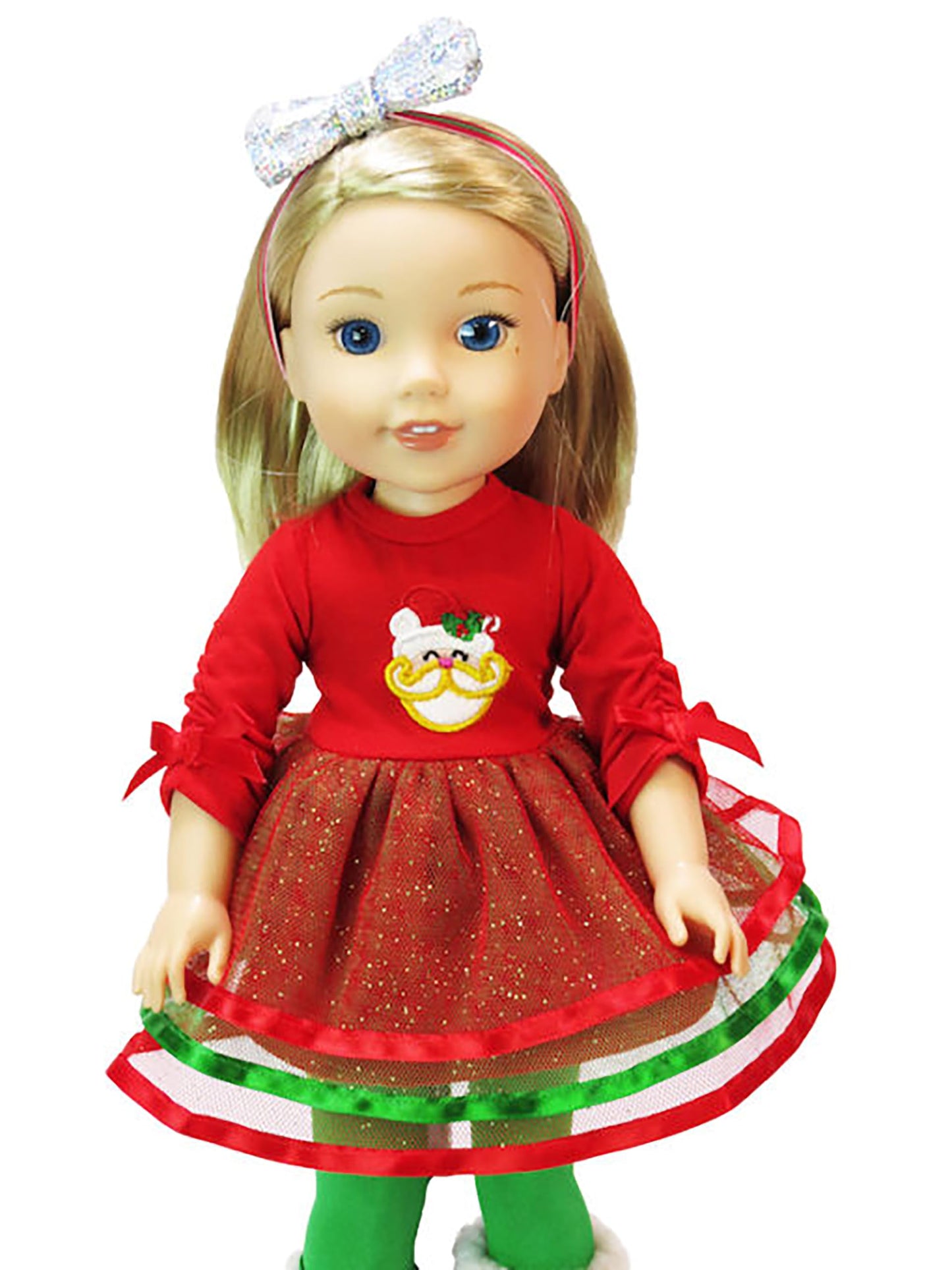 Red and Green Santa Dress for 14-Inch Dolls | Premium Quality & Trendy Design | Dolls Clothes