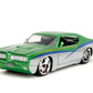 Jada Toys Bigtime Muscle 1:24 1969 Pontiac GTO Die-cast Car - Opening Doors, Hood, Trunk, Rubber Tires(Candy Silver/Green)