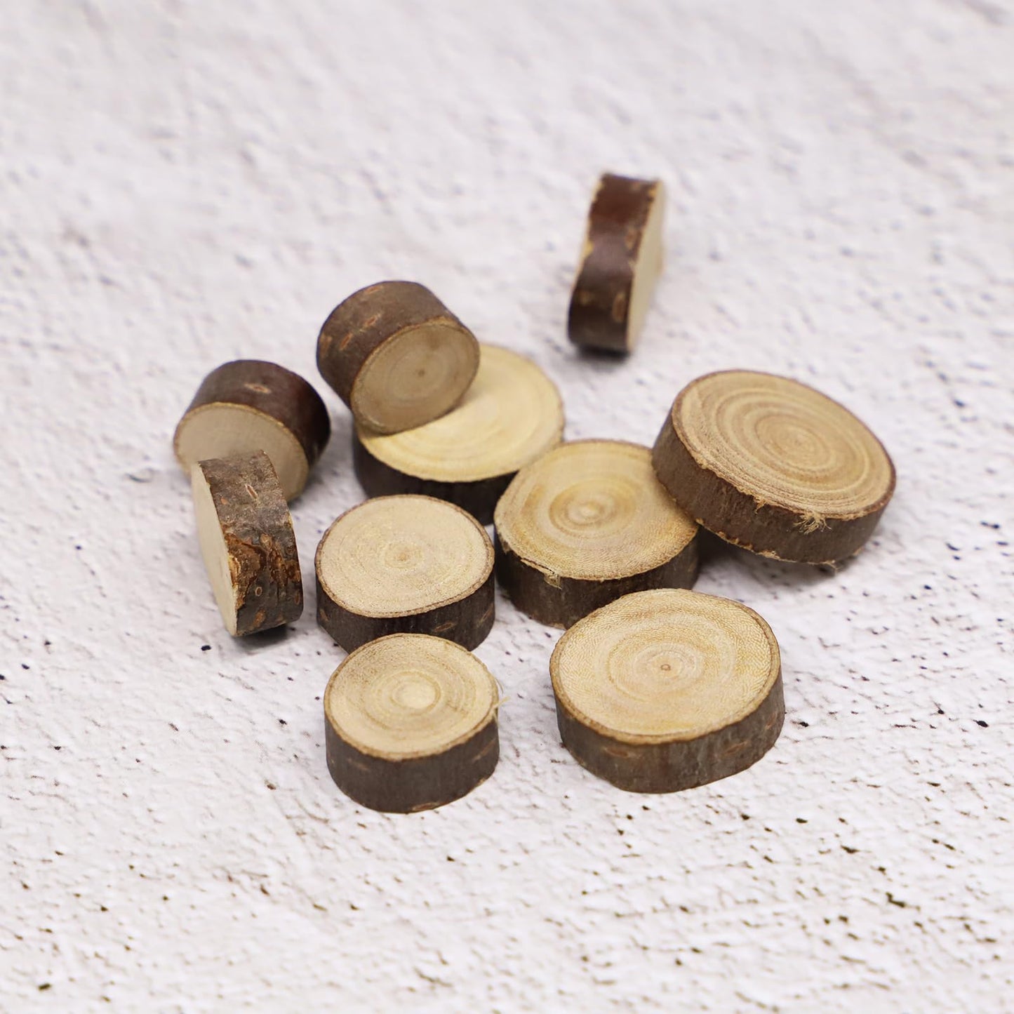 Aorvoras Miniature Wooden Stepping Stones, 10PCS, Natural Real Wood Slices, Brown, Rustic/Natural, 1:12 Scale, For Miniature Fairy Garden, Gnome