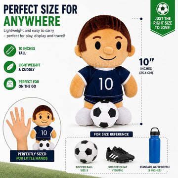 Olivia Martini Soccer Plush Toy for Kids, 10 Inch Soft Player Stuffed Animal, Cute Doll Plushie, Room Decor for Boys & Girls, Gift for Soccer Players