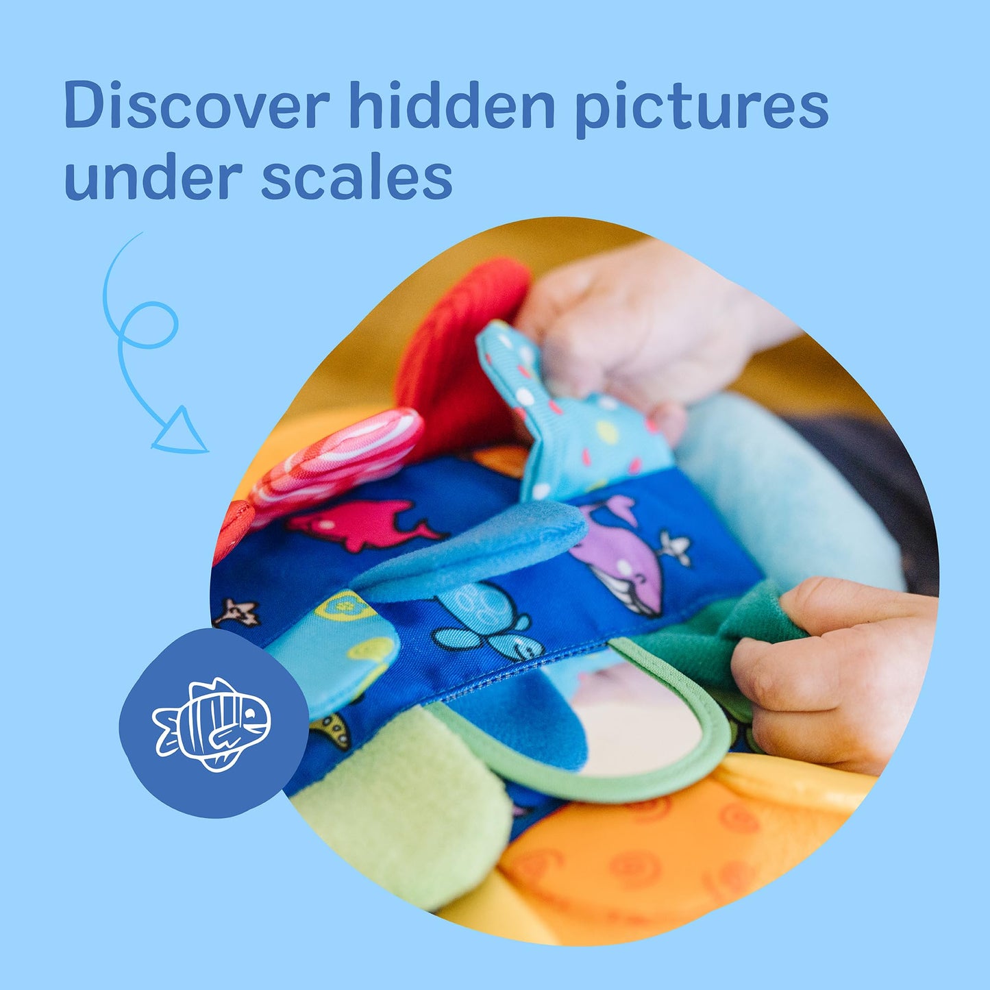 Melissa & Doug K’s Kids, Flip Fish Stuffed Animal, Soft Baby Book, Multi-Textured Squeaking & Crinkling Infant Sensory Toys for Babies with Baby
