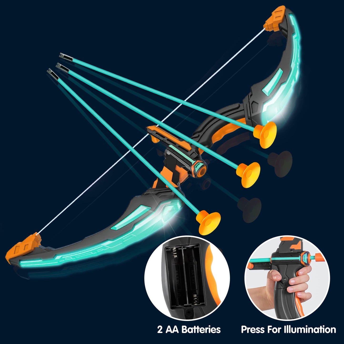 JOYIN Kids Bow and Arrow Set, LED Light Up Archery Toy Set with 9 Suction Cup Arrows, Target & Arrow Case, Indoor and Outdoor Hunting Play Gift Toys
