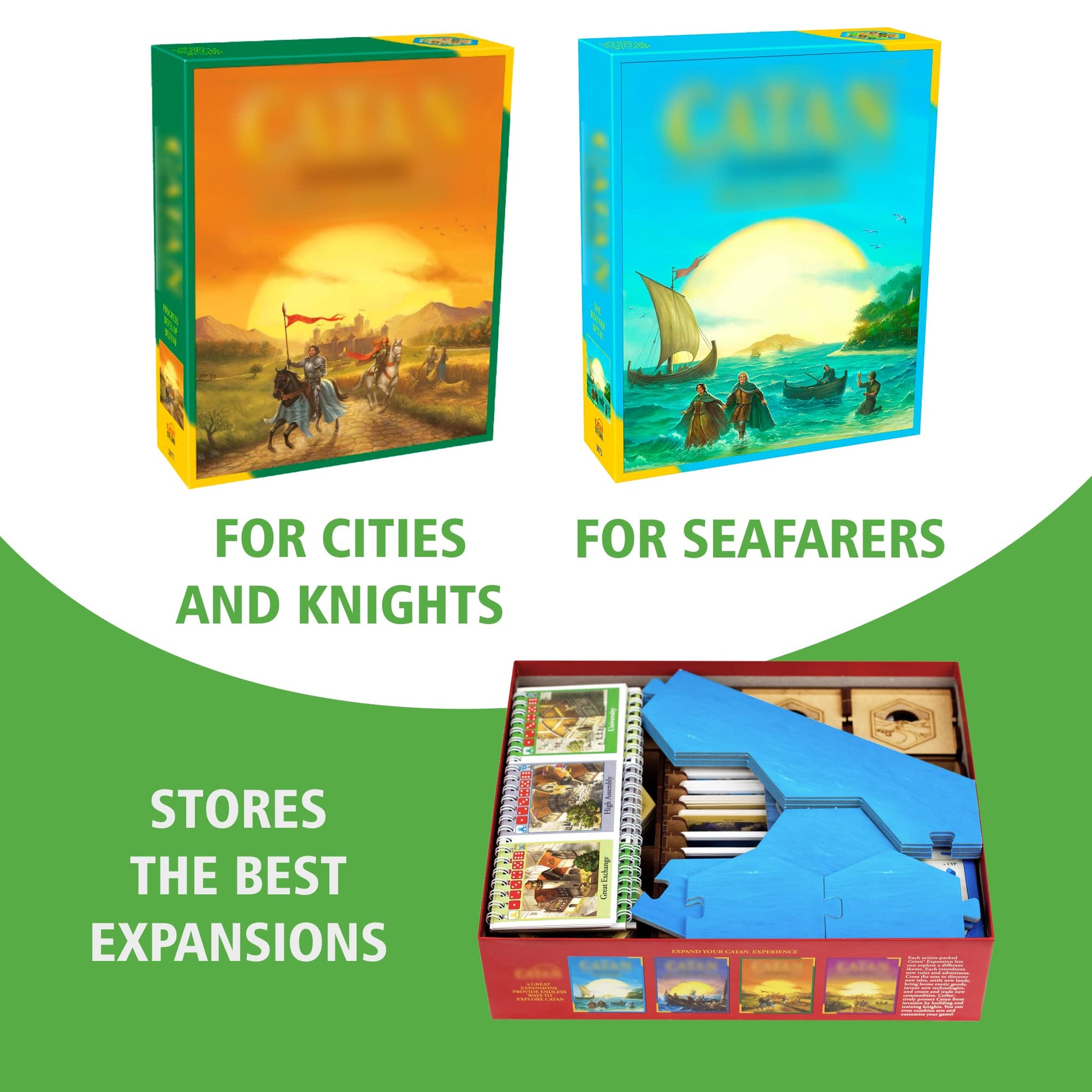 TowerRex Organizer Compatible with Catan Board Game and Cities and Knights, Seafarers Expansions, Storage Insert, Accessories Upgrade