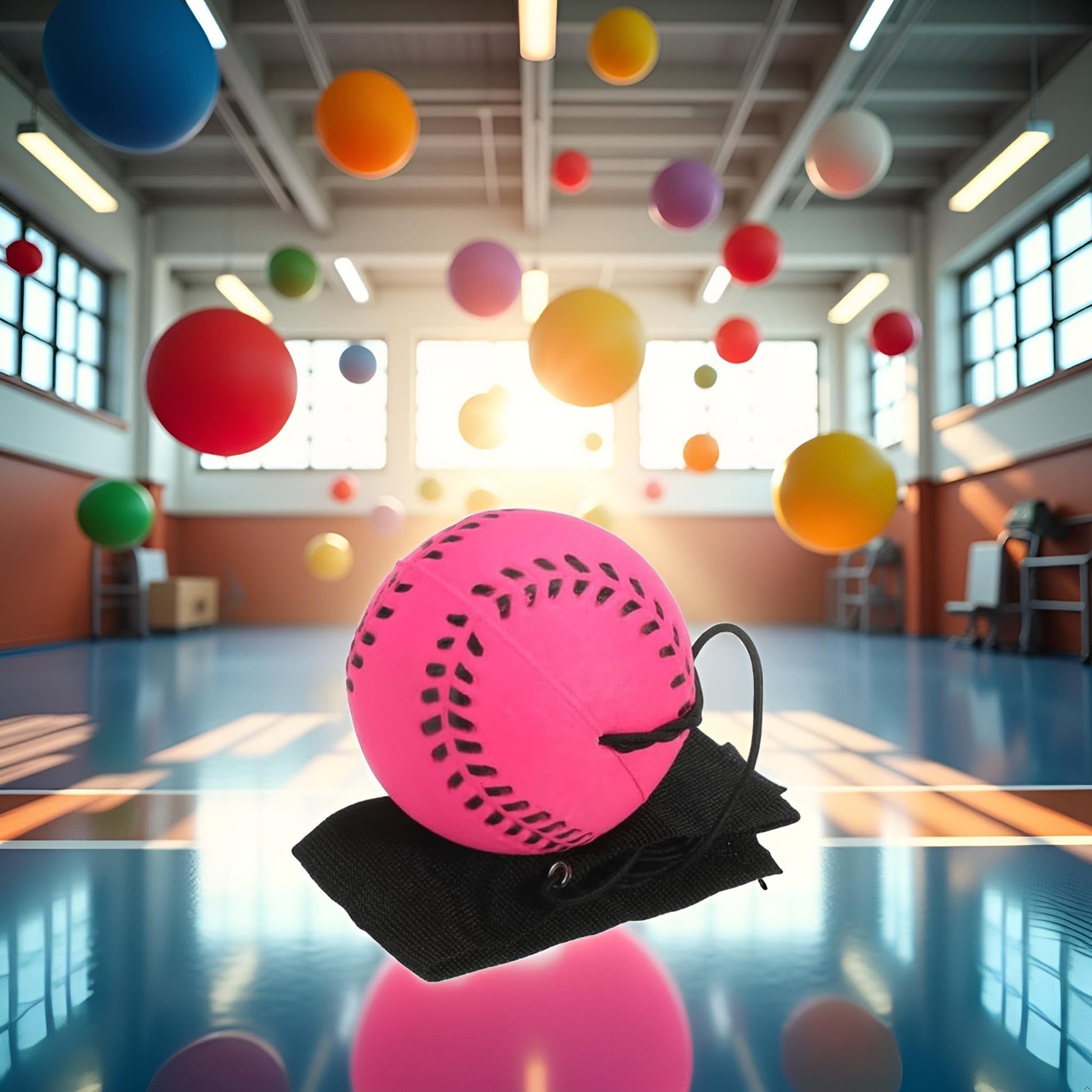 Rose Red Baseball Wrist Ball Wristband Sports Balls on a String Toy Includes Basketball, Baseball and Football Return Rubber Rebound Ball for Boys