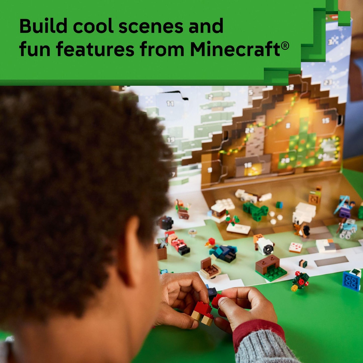 LEGO Minecraft Advent Calendar 2025 Building Toy - Kids Holiday Countdown Set for Boys & Girls, Ages 7+ - 24 Buildable Surprises & 8 Minifigures
