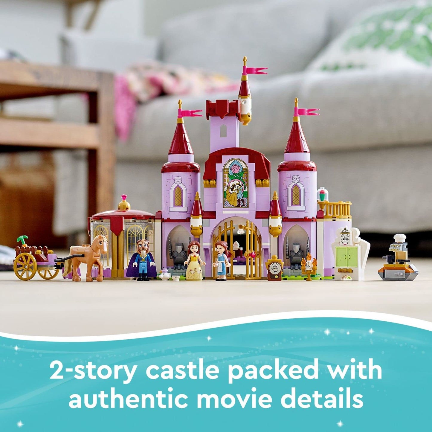 LEGO Disney Belle and The Beast’s Castle Building Toy 43196 Pretend Play Building Kit from The Beauty and The Beast Movie with Horse Toy, Disney