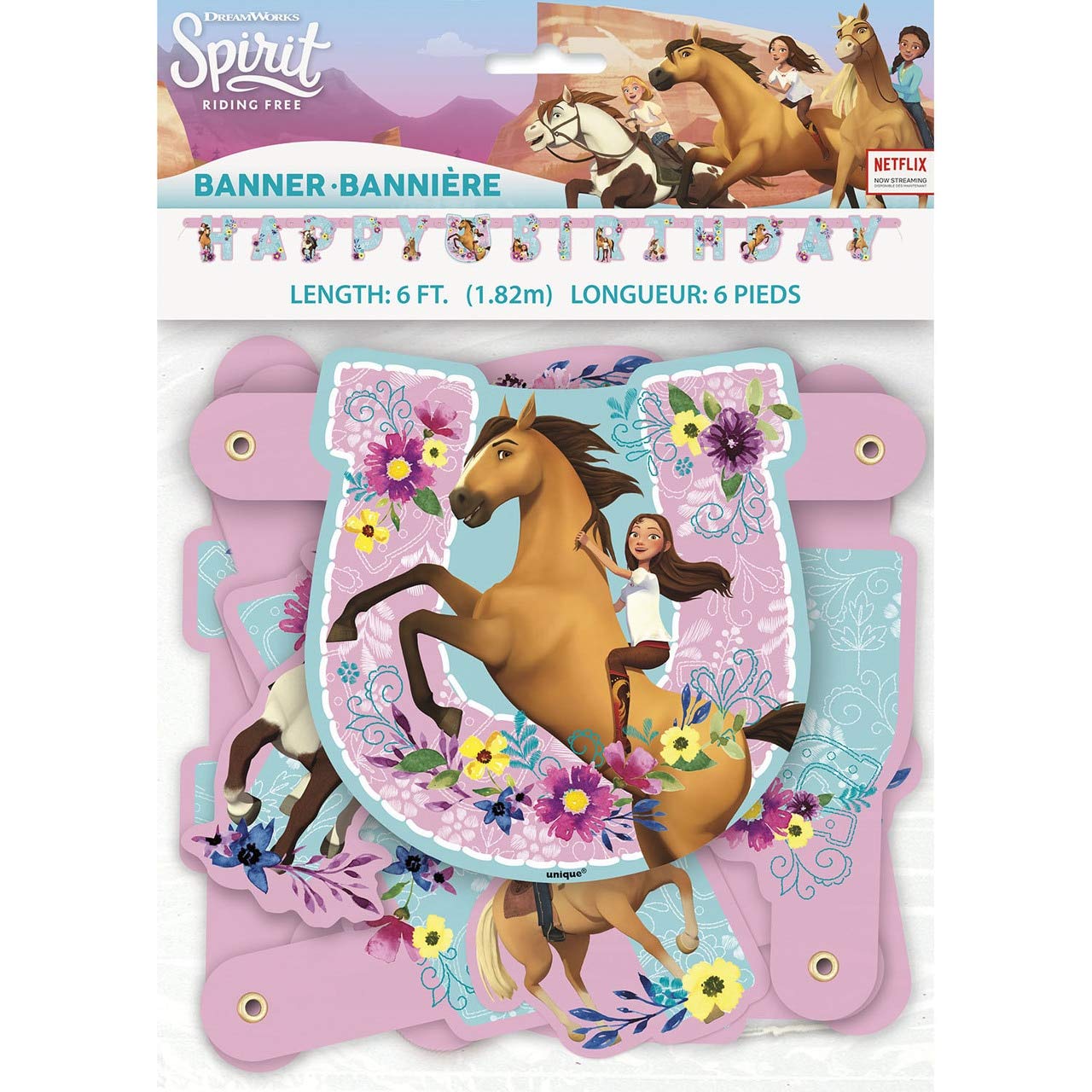 Spirit Riding Free Birthday Jointed Banner - 6 Ft, Multicolor, 1 Pc