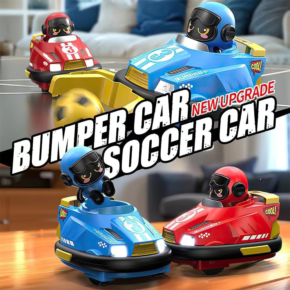 OBEST 2 Pack Remote Control Bumper Cars Toys for Kids, Speed Games, RC Battle Bumpers, Cartoon Cars with Music & Light, Christmas Birthday Gifts