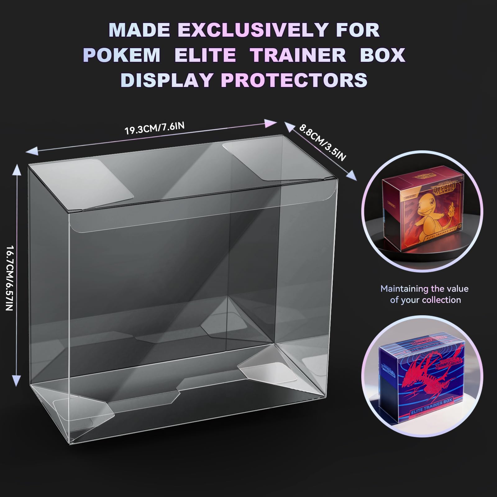 ?99% UV-Blocking? PKMN ETB Protector Case, Elite Trainer Box Protector, ETB Box Plastic Display Case-Compatible with Elite Trainer Boxes, 0.5mm Thick
