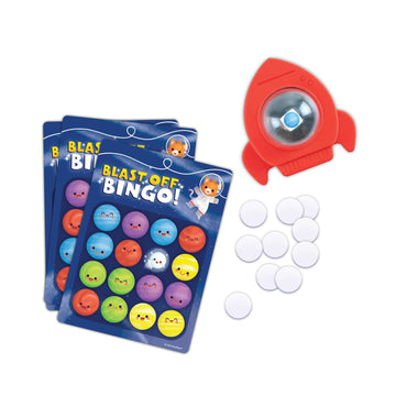 Peaceable Kingdom Blast-Off Bingo: Independent Bingo Game for Kids - Great for Single Players & Groups - 6 Double-Sided Playing Boards - Ages 3 & up
