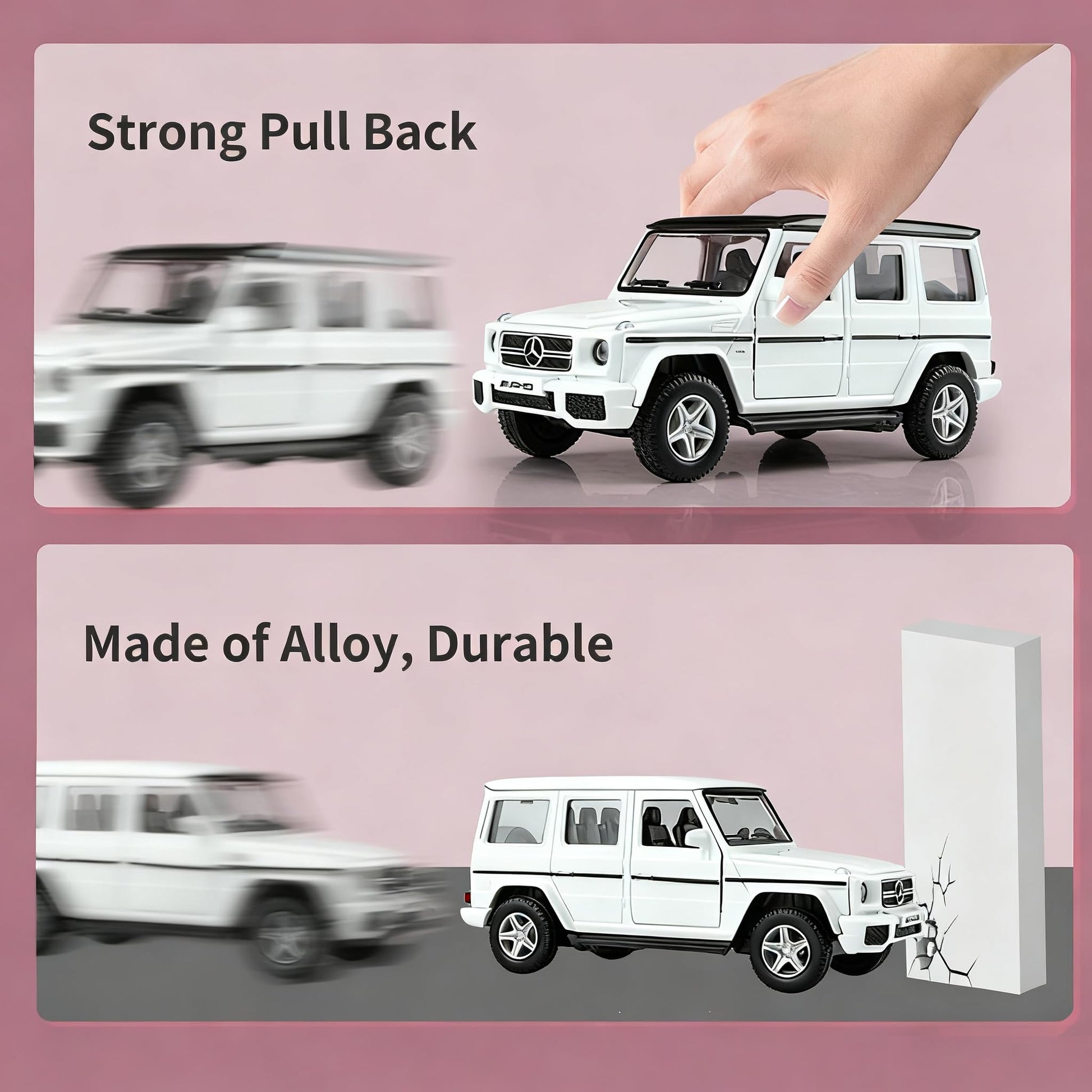 Car Toys for 3 4 5 Year Old Girls Gifts,1/36 Scale G63 Diecast Metal Model Car,Pull Back Cars Toys for Toddler Kids Age 3-6(White)