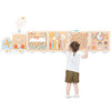 Pillowhale Train Activity Wall Busy Board, Wooden Montessori Sensory Toys, 12-in-1 Learning Activity Center for Playroom,Daycare, Nursery, Classroom