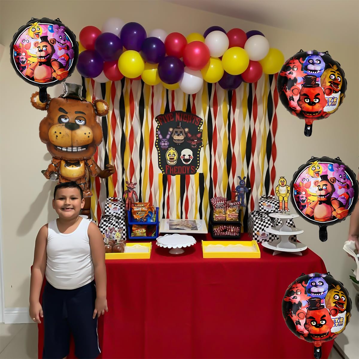 GeRRiT 5pc Birthday Party Foil Balloons For Five Nights at Freddy's Party Decorate Supplies For Five Nights at Freddy's