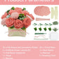 BAZIMA DIY Felt Flower Art Craft Kit, Pink Rose and Carnation Pot Bonsai Kit, Floral Gifts, Beginner Craft Kit, Arrange Pre-Cut Flowers and Foliage