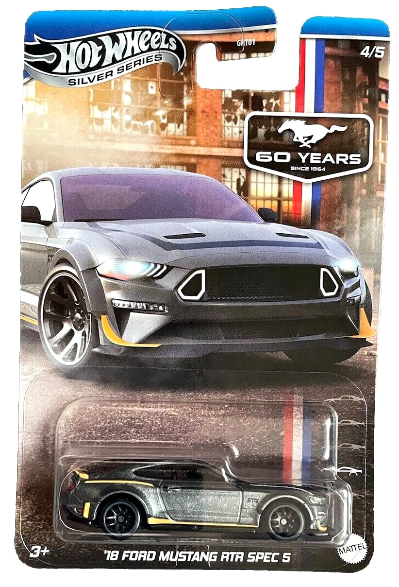 Hot Wheels '18 Ford Mustang RTR Spec 5, Silver Series, 1:64 Scale Diecast, Gray