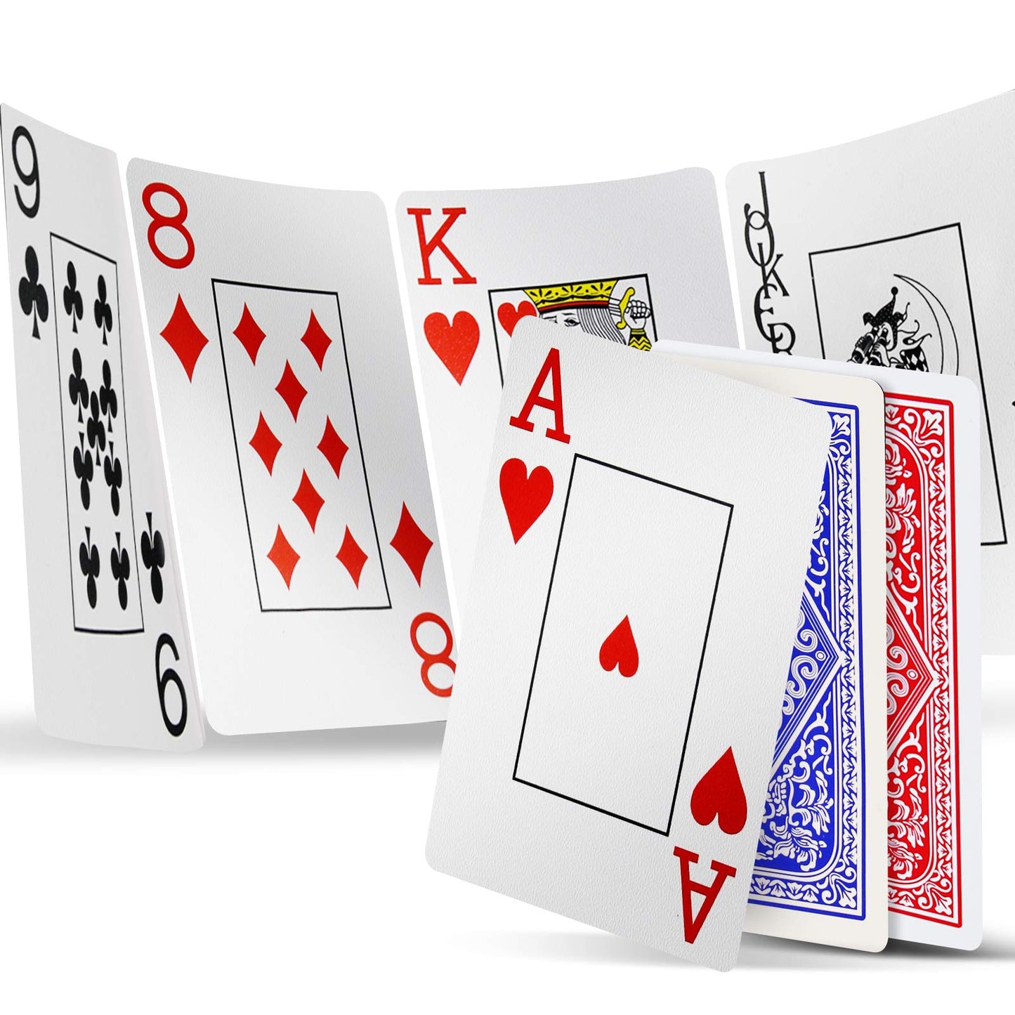 INTEGEAR Playing Cards 2 Decks Waterproof Plastic Poker Cards for Texas Holdem Poker Go Fish and More Card Games, Jumbo Index 2.5" x 3.5"