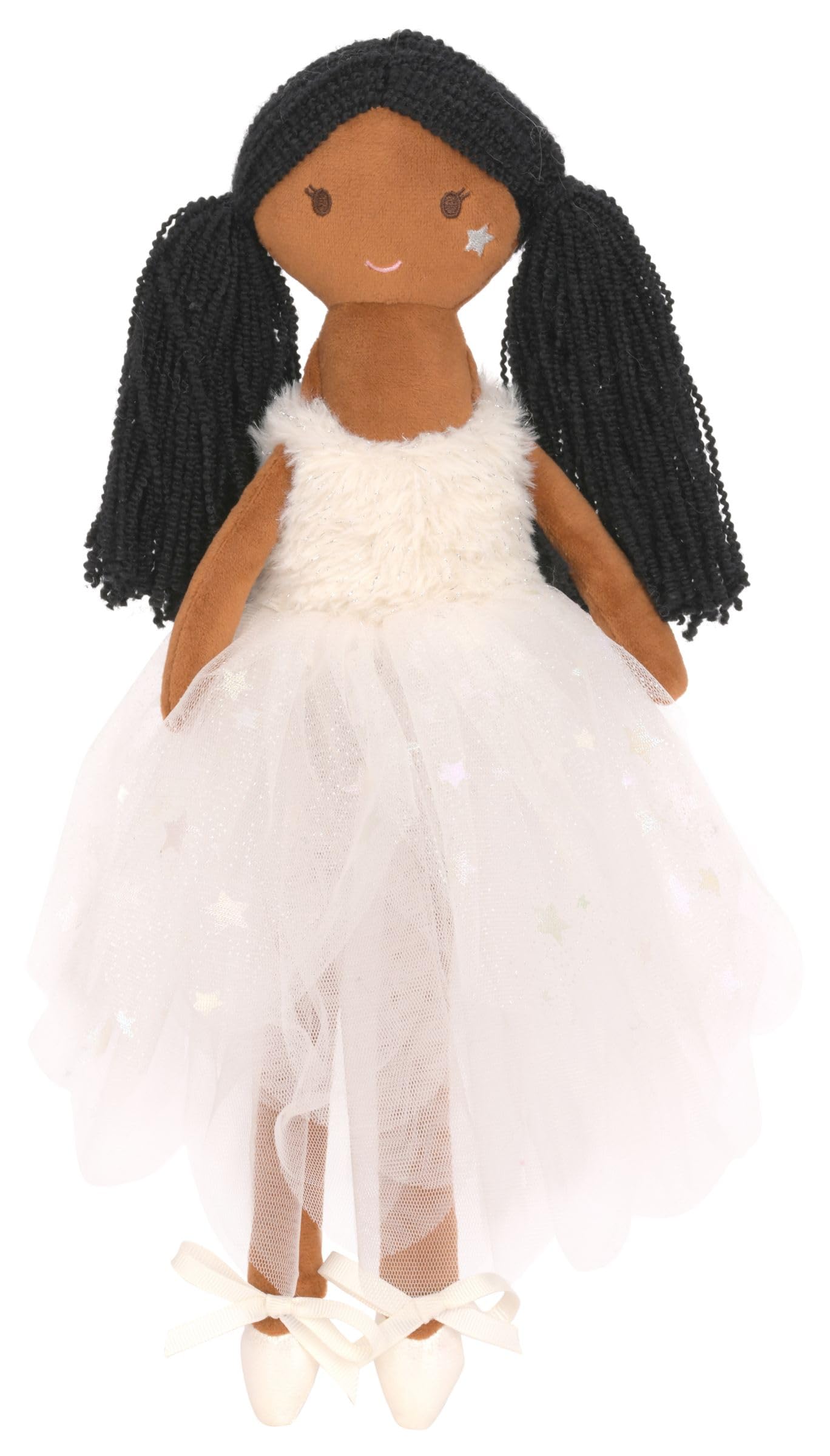 iscream Corps de Ballet Plush Allongé Ballerina with Glitter and Embroidered Accents for All Ages, Black Hair